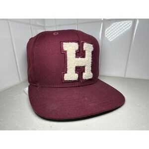 Harvard H Adidas Hat Maroon Snapback Letterman Baseball Cap Patch Trefoil‎